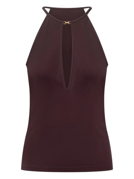 Top Tom Ford din jerseu cu gât halter maro