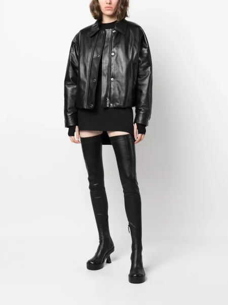 Odinė striukė Burberry juoda