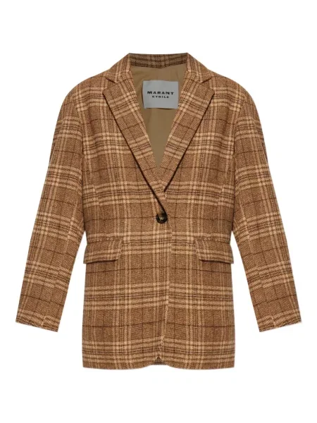 Palton Marant Etoile de lână în carouri maro