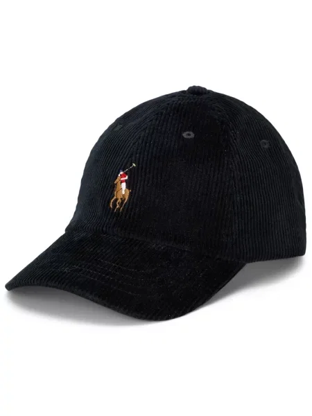 Карирана шапка с козирки Polo Ralph Lauren от рипсено кадифе зелено