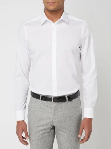 Koszula biznesowa o kroju slim fit z popeliny Olymp Level Five biała