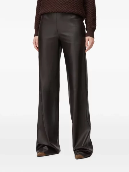 Pantaloni Retori din piele evazate maro