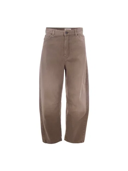 Szerokie jeansy Weekend Max Mara z przetarciami brązowe