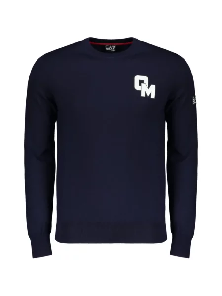 Пуловер Ea7 Emporio Armani с автограф синьо