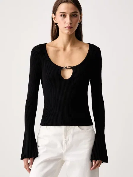 Karl Lagerfeld Jeans pulover pentru femei cu vâscoză negru