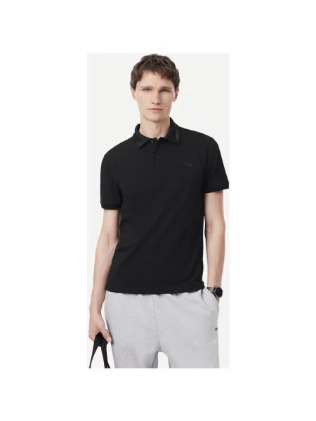 Koszulka polo Lacoste Slim Fit Jacquard Branded Piqué z krótkim rękawem XS czarny