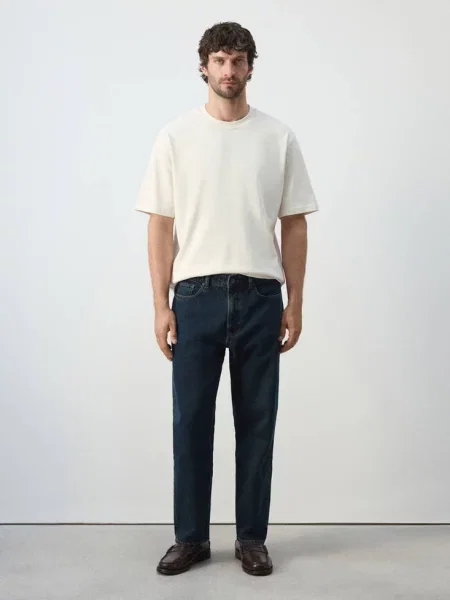 Jeansy Sammy cropped carrot fit intensywny Mężczyzna 38 MANGO MAN granatowy