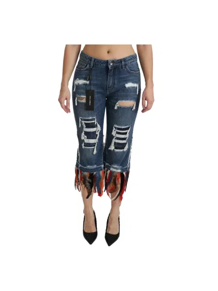 Jeansy Dolce And Gabbana z niską talią eleganckie o krotszym kroju niebieskie