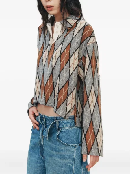 Polo Studio Tomboy z wzorem argyle szare