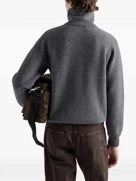 Tricou polo Prada de lână gri