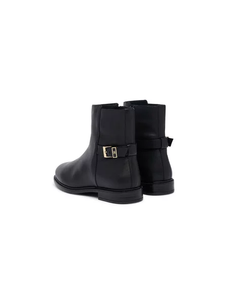 Tommy Hilfiger Čizme Th Buckle Leather Ankle Boot crna