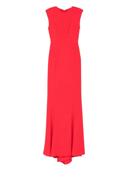 Rochie maxi Silk Love & Lace de mătase fără mâneci de costum roșu