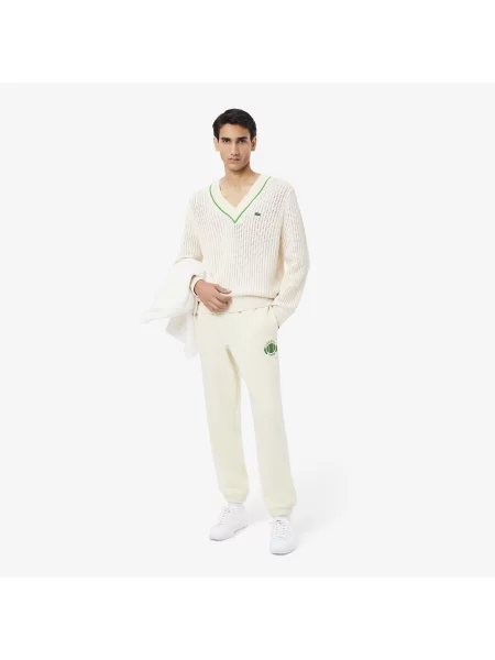 Lacoste Spodnie Dresowe Z Nadrukiem Tenisowym czarny