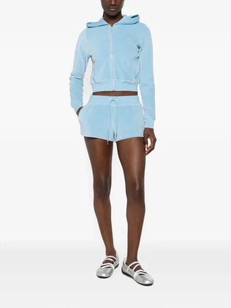 Stras pantaloni scurți Sporty & Rich din velur albastru