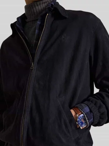 Kurtka skórzana o kroju regular fit z naturalnej skóry z owczej skóry Polo Ralph Lauren granatowa