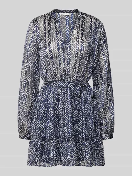 Sukienka casualowa taliowana z detalami z efektownej przędzy model ‘AVERY’ Only granatowa