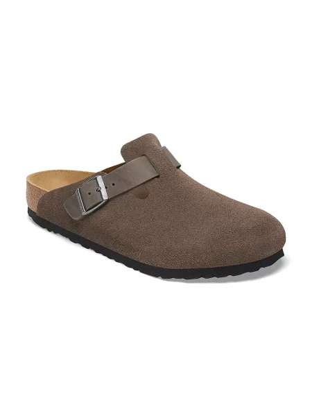 Birkenstock papuci din piele Boston barbati verde maro