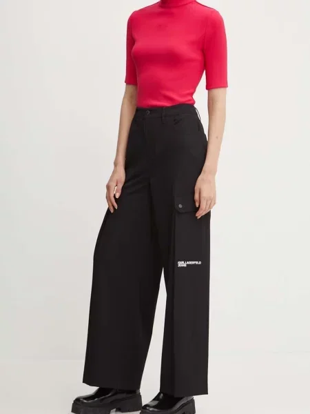 Karl Lagerfeld Jeans spodnie proste high waist czarny