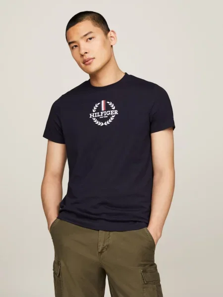 TOMMY HILFIGER Tričko námornícka modrá / červená biela čierna