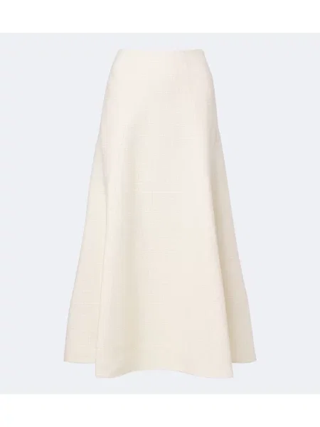 Bouclé fustă midi Roland Mouret alb