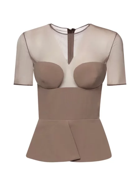 Cu peplum bluză Nensi Dojaka maro