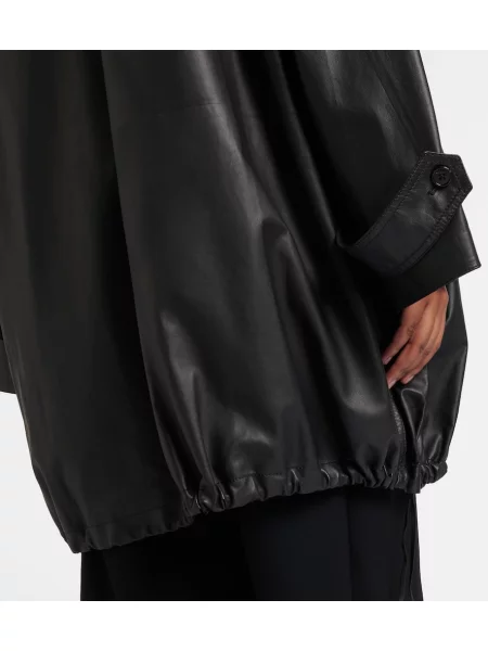 Palton The Row din piele negru