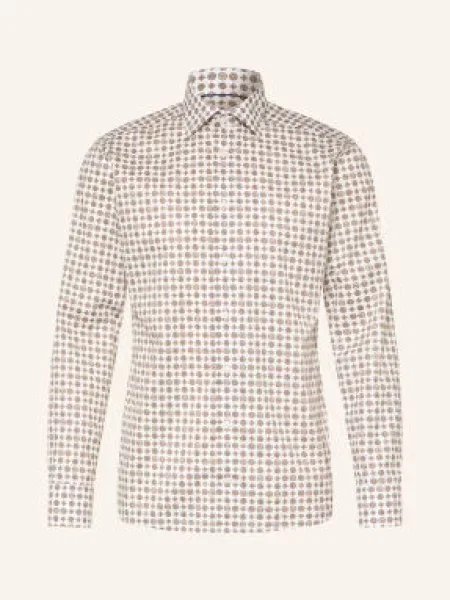 Eton Košile Slim Fit / tmavě hnědá bílá