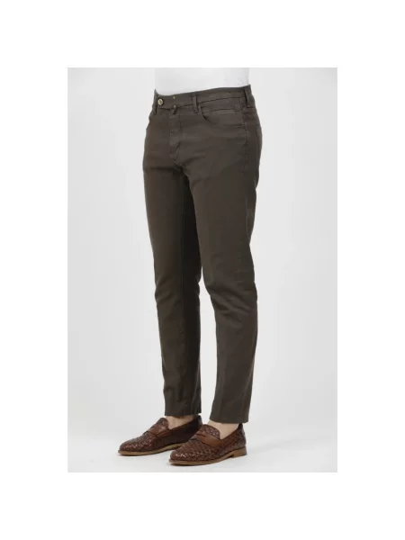 Сhinosy Incotex z 5 kieszeniami brązowe
