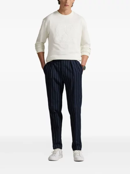 Tricou Polo Ralph Lauren din piele cu broderie în carouri maro