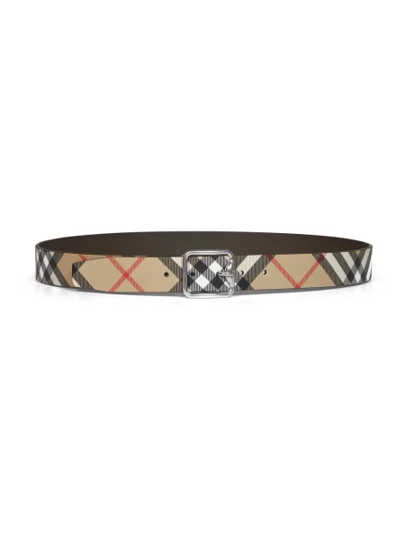 Pasek Burberry skórzany w kratę beżowy
