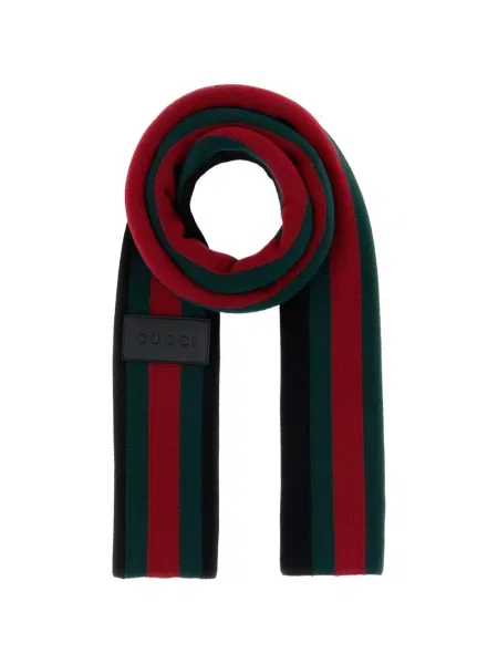 Fular Gucci cu dungi cu autograf negru