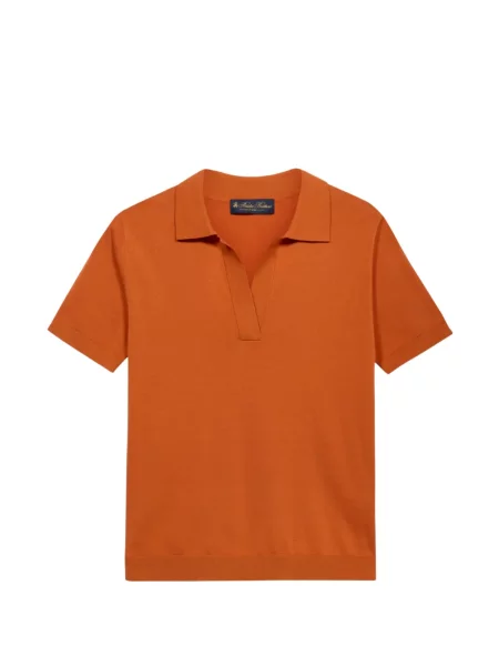 Tricou Brooks Brothers cu decolteu în V cu nervuri maro