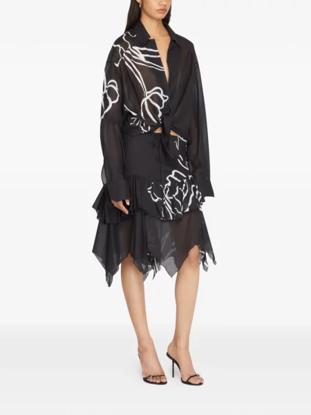 Fustă midi Donde Esteban cu model floral cu imagine negru