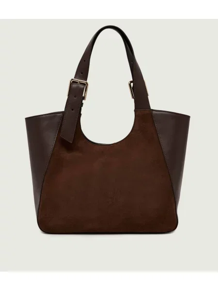 Furla Geantă shopper Furla Dora M | piele întoarsă maro
