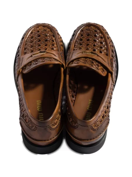 Pantofi loafer Miu Miu din piele maro