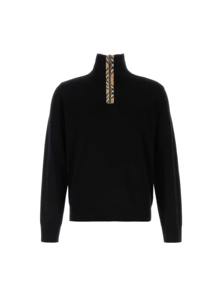Sweter Burberry wełniany w kratę czarny