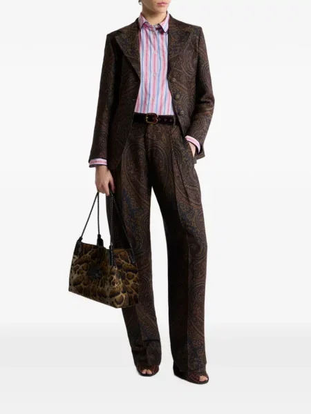 Μάλλινο παντελόνι Etro paisley μαύρο