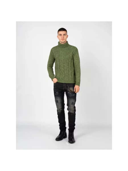Sweter z golfem Xagon Man zielony
