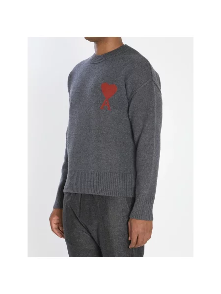 Sweter Ami Paris wełniany szary
