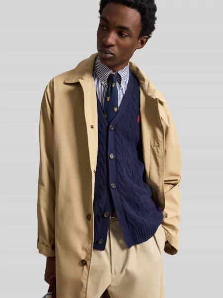 Kardigan rozpinany o kroju regular fit z mieszanki wełny i kaszmiru Polo Ralph Lauren niebieski