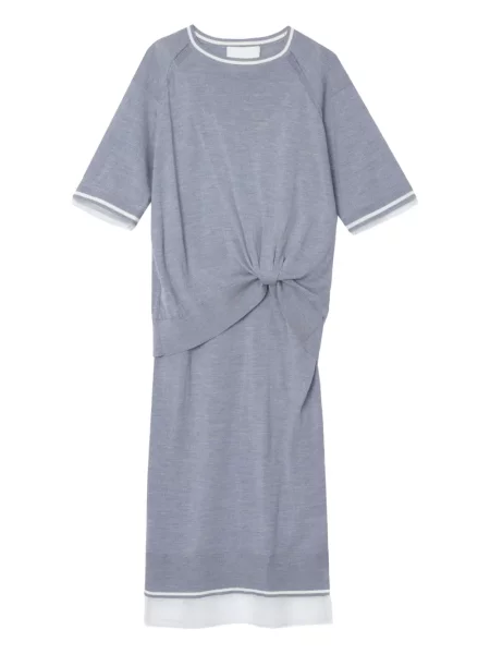 Sukienka midi 3.1 Phillip Lim z wełny merino do kolan garniturowa szara