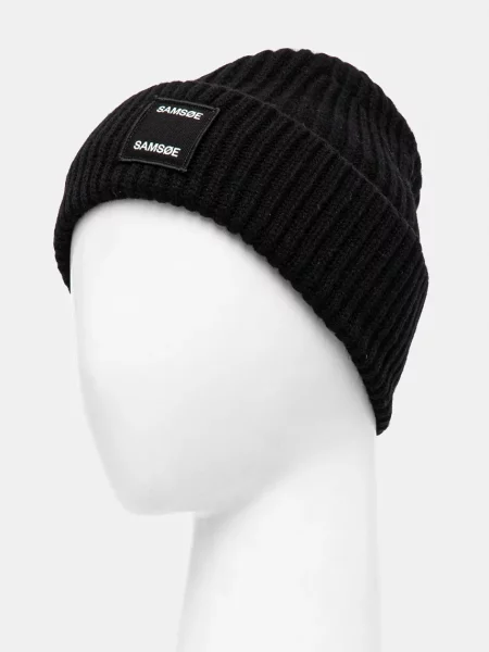 Вовняна шапка Samsoe Samsoe SAMSOE вовна чорний