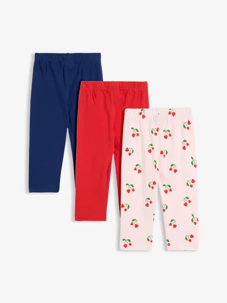 Legginsy capri z elastycznej mieszanki bawełny organicznej zestaw 3 par czerwone