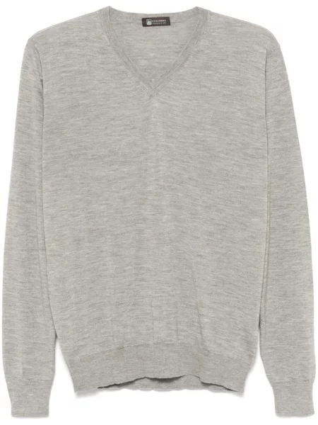 Sweter Colombo z dekoltem w serek szary