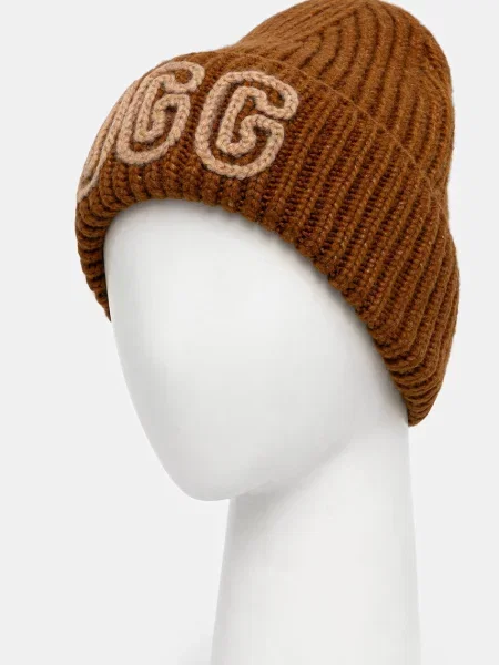 Шапка з домішкою вовни UGG CHUNKY коричневий