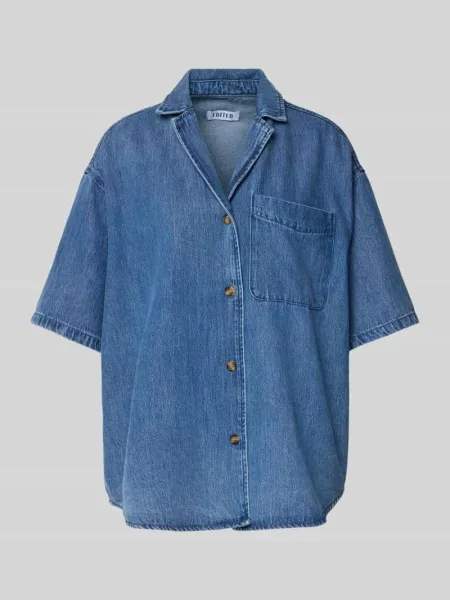 Bluzka jeansowa z nakładaną kieszenią na piersi model ‘Pheline’ Edited niebieska