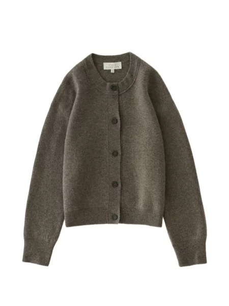 Cardigan Studio Nicholson cu decolteu rotund maro