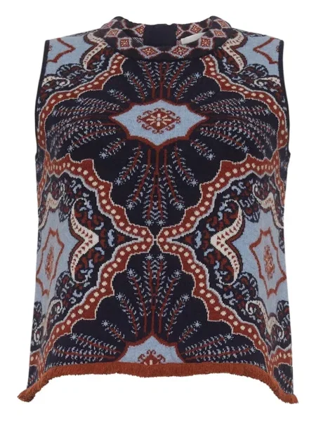 Top Cara Cara bez rękawów z wzorem paisley niebieski