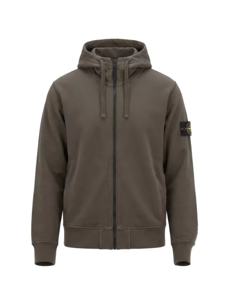Hanorac cu glugă Stone Island din fleece cu glugă cu strasuri gri