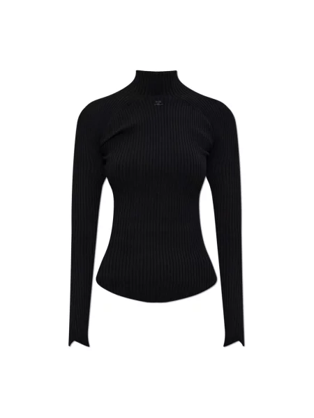Sweter z golfem Courreges z logo do golfa czarny